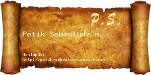 Petik Sebestyén névjegykártya